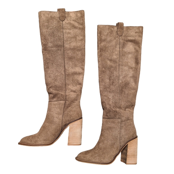 Vici Mi.iM Saint Slouch Knee Boots Camel Brown Suede - Picture 6 of 9